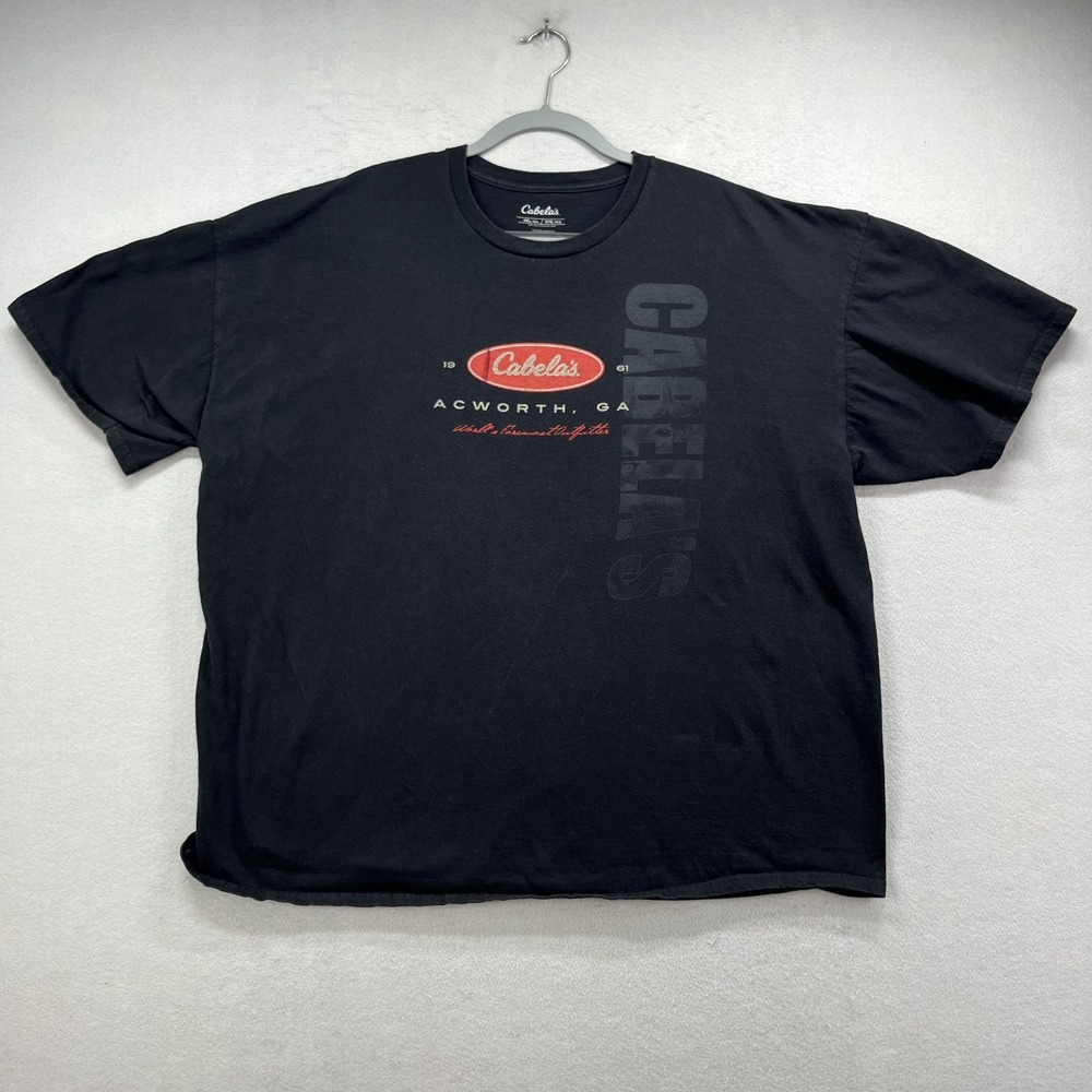 Cabelas‎ Graphic T Shirt Mens 3XL Black Acworth GA Outfitter Big Tall Cotton Tee
